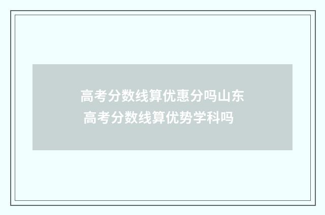 高考分数线算优惠分吗山东 高考分数线算优势学科吗