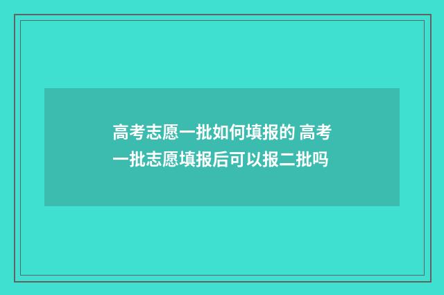 高考志愿一批如何填报的 高考一批志愿填报后可以报二批吗