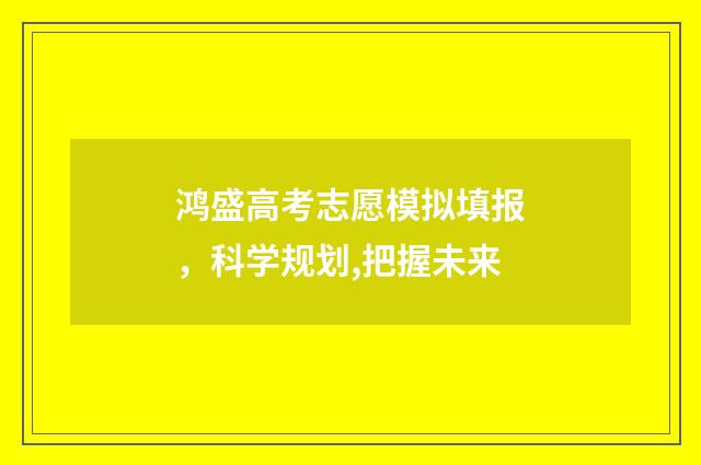 鸿盛高考志愿模拟填报，科学规划,把握未来