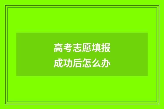 高考志愿填报成功后怎么办