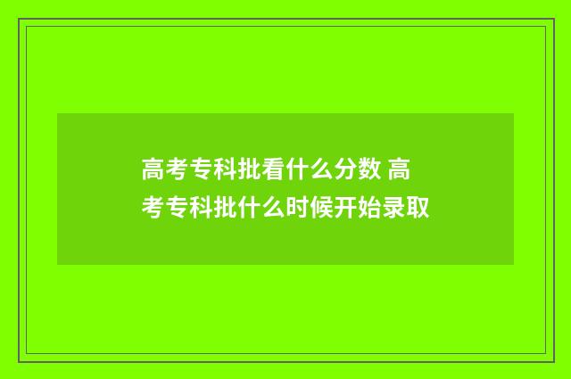 高考专科批看什么分数 高考专科批什么时候开始录取