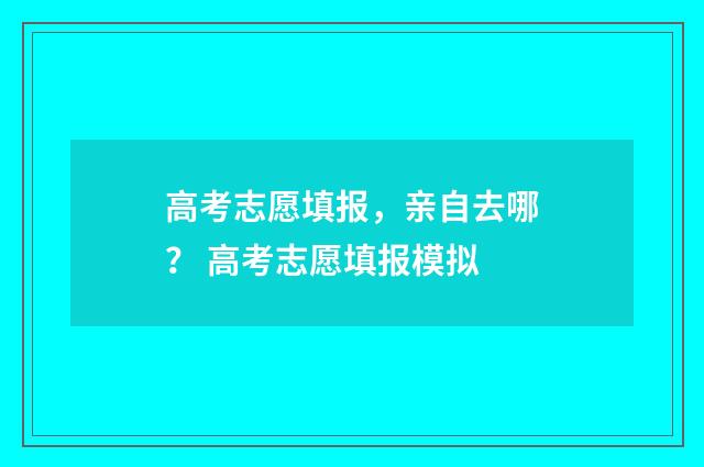 高考志愿填报，亲自去哪？ 高考志愿填报模拟