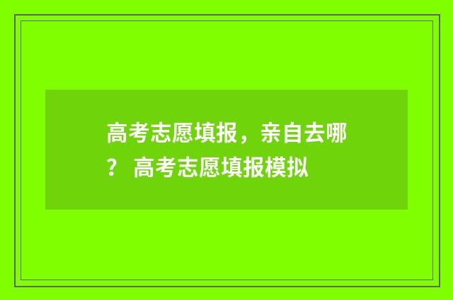 高考志愿填报，亲自去哪？ 高考志愿填报模拟