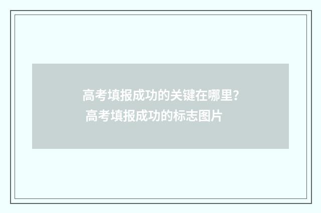 高考填报成功的关键在哪里？ 高考填报成功的标志图片