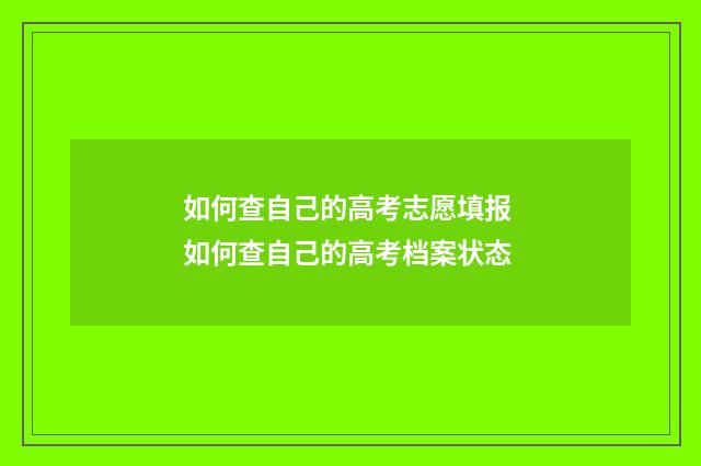 如何查自己的高考志愿填报 如何查自己的高考档案状态