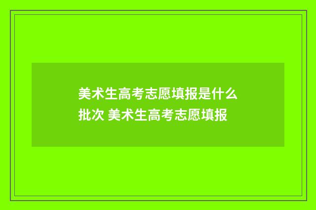 美术生高考志愿填报是什么批次 美术生高考志愿填报