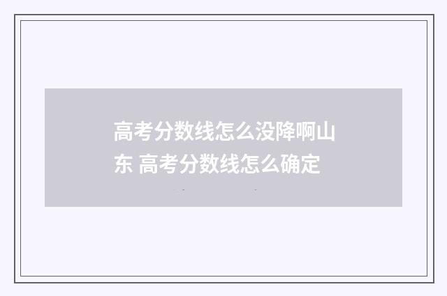 高考分数线怎么没降啊山东 高考分数线怎么确定