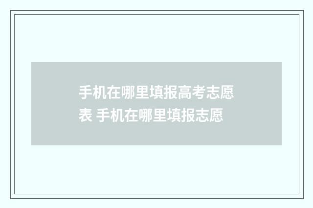 手机在哪里填报高考志愿表 手机在哪里填报志愿