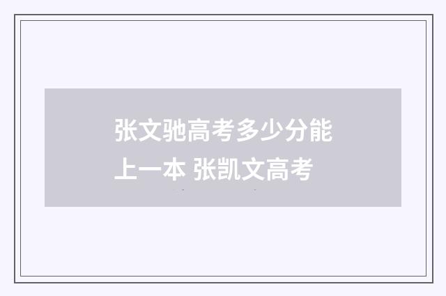 张文驰高考多少分能上一本 张凯文高考