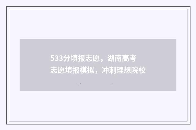 533分填报志愿，湖南高考志愿填报模拟，冲刺理想院校