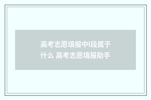 高考志愿填报中l段属于什么 高考志愿填报助手