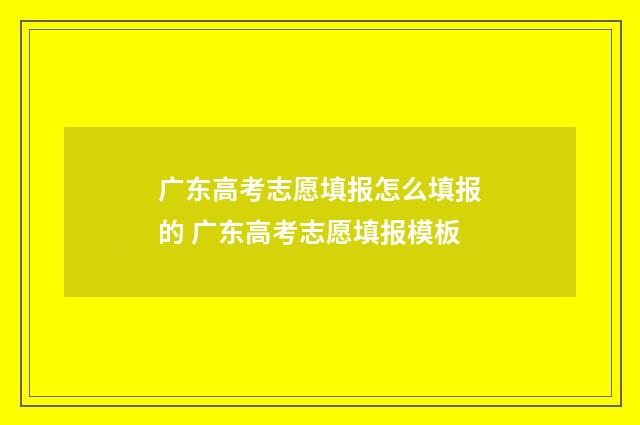 广东高考志愿填报怎么填报的 广东高考志愿填报模板