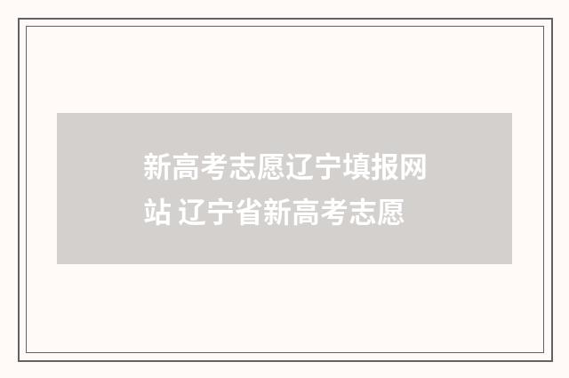 新高考志愿辽宁填报网站 辽宁省新高考志愿