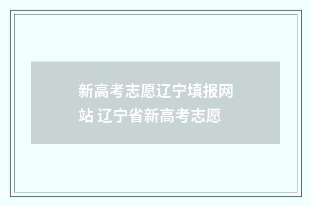 新高考志愿辽宁填报网站 辽宁省新高考志愿
