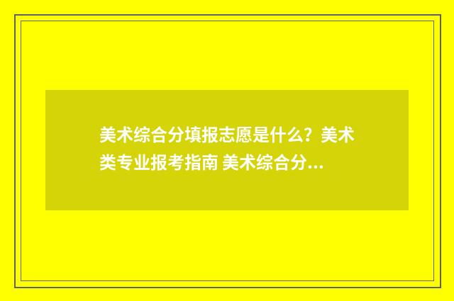 美术综合分填报志愿是什么？美术类专业报考指南 美术综合分494