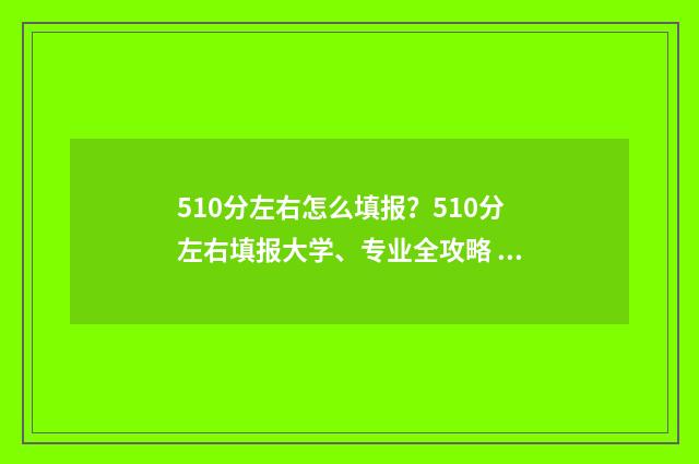 510分左右怎么填报？510分左右填报大学、专业全攻略 总分510能上什么大学