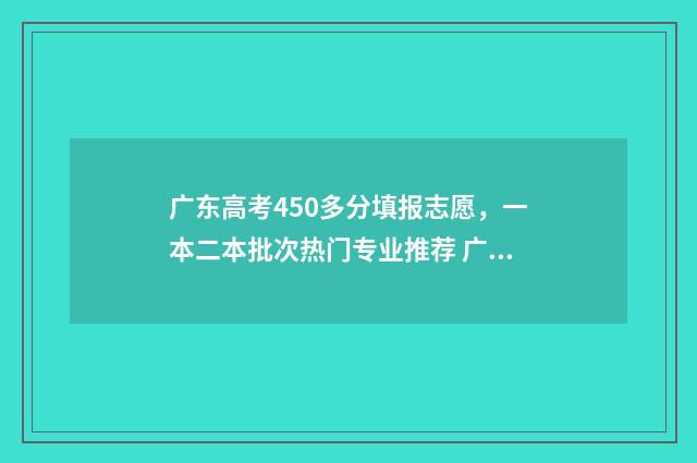 广东高考450多分填报志愿，一本二本批次热门专业推荐 广东高考450分排名多少