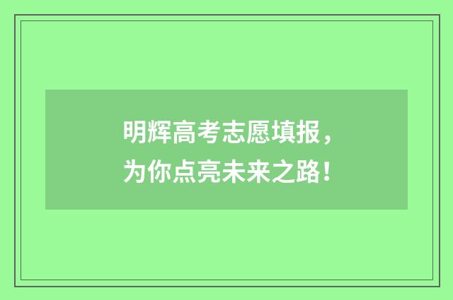明辉高考志愿填报，为你点亮未来之路！