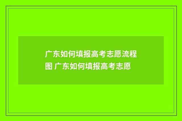 广东如何填报高考志愿流程图 广东如何填报高考志愿