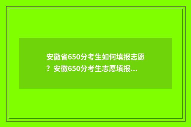 安徽省650分考生如何填报志愿？安徽650分考生志愿填报指南 2021年安徽650分能考什么大学