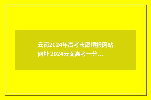 云南2024年高考志愿填报网站网址 2024云南高考一分一段表