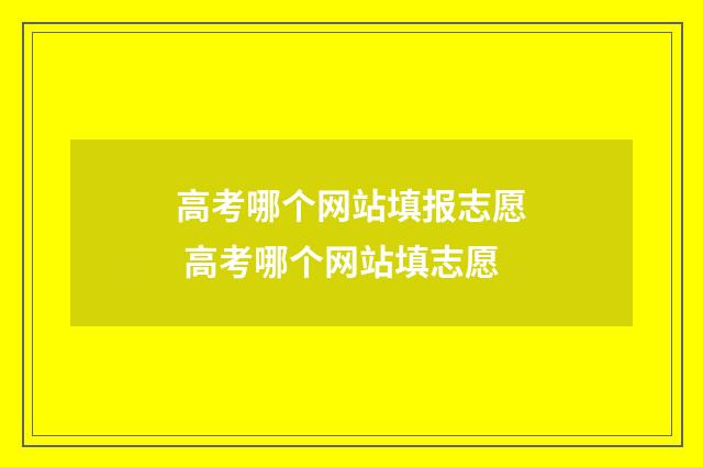 高考哪个网站填报志愿 高考哪个网站填志愿
