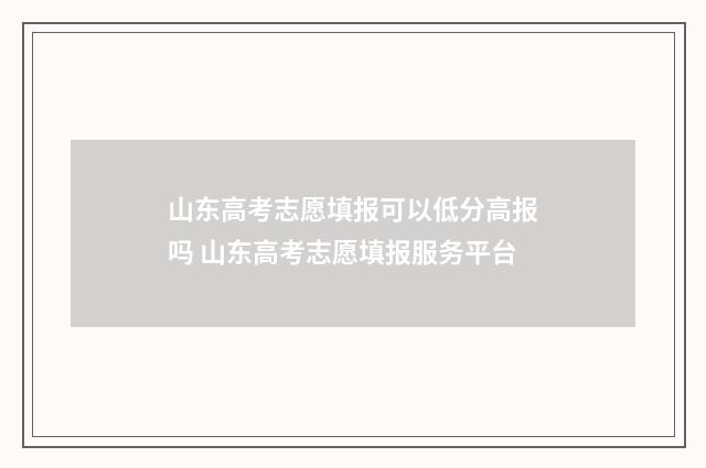 山东高考志愿填报可以低分高报吗 山东高考志愿填报服务平台