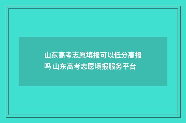 山东高考志愿填报可以低分高报吗 山东高考志愿填报服务平台