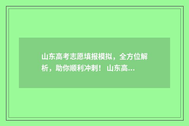 山东高考志愿填报模拟，全方位解析，助你顺利冲刺！ 山东高考志愿填报