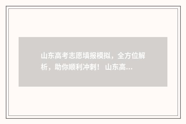 山东高考志愿填报模拟，全方位解析，助你顺利冲刺！ 山东高考志愿填报
