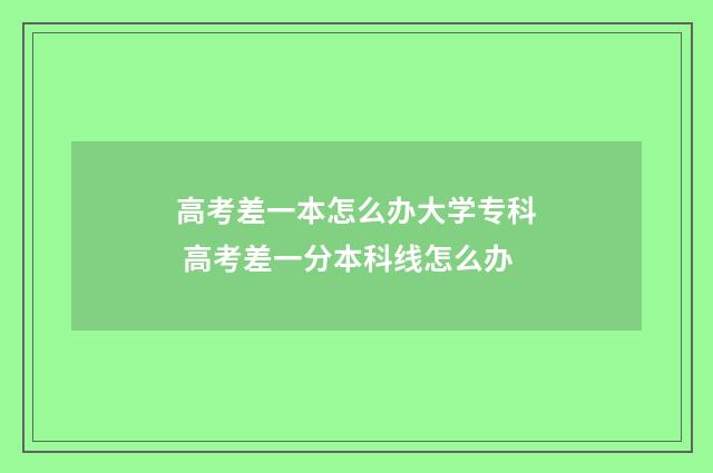 高考差一本怎么办大学专科 高考差一分本科线怎么办