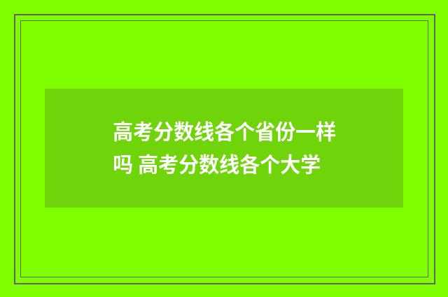 高考分数线各个省份一样吗 高考分数线各个大学