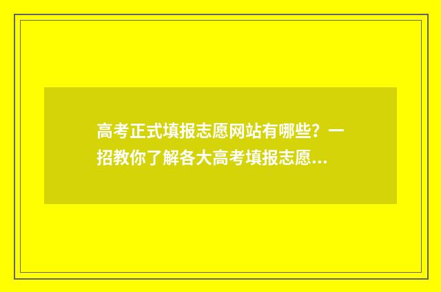 高考正式填报志愿网站有哪些？一招教你了解各大高考填报志愿平台 高考正式填报志愿默认初始密码