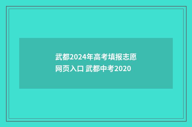武都2024年高考填报志愿网页入口 武都中考2020