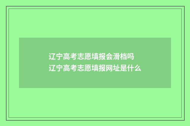 辽宁高考志愿填报会滑档吗 辽宁高考志愿填报网址是什么