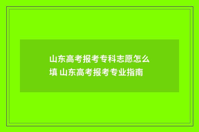 山东高考报考专科志愿怎么填 山东高考报考专业指南