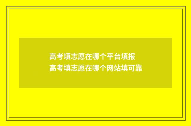 高考填志愿在哪个平台填报 高考填志愿在哪个网站填可靠