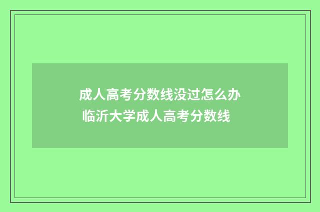 成人高考分数线没过怎么办 临沂大学成人高考分数线