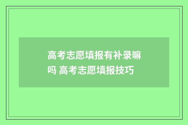 高考志愿填报有补录嘛吗 高考志愿填报技巧