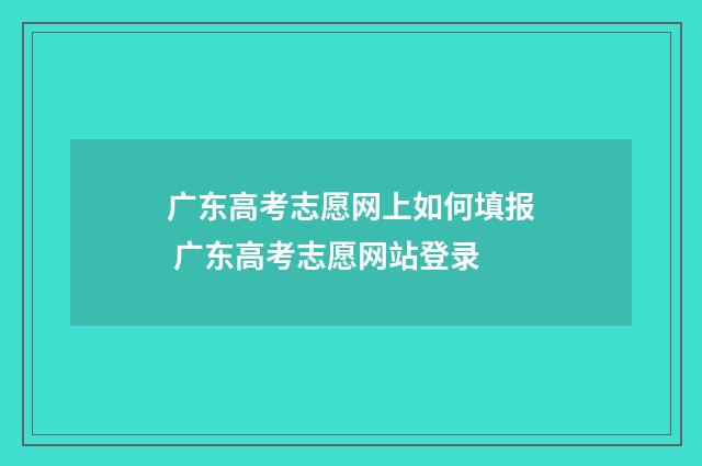 广东高考志愿网上如何填报 广东高考志愿网站登录