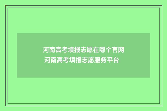 河南高考填报志愿在哪个官网 河南高考填报志愿服务平台