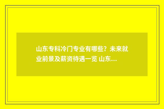 山东专科冷门专业有哪些？未来就业前景及薪资待遇一览 山东专科好的专业