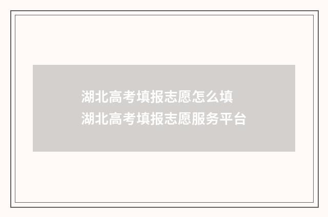 湖北高考填报志愿怎么填 湖北高考填报志愿服务平台