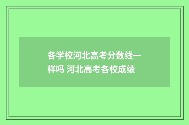 各学校河北高考分数线一样吗 河北高考各校成绩