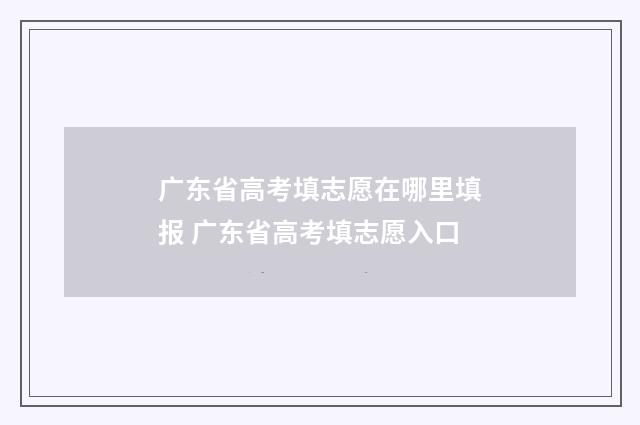 广东省高考填志愿在哪里填报 广东省高考填志愿入口