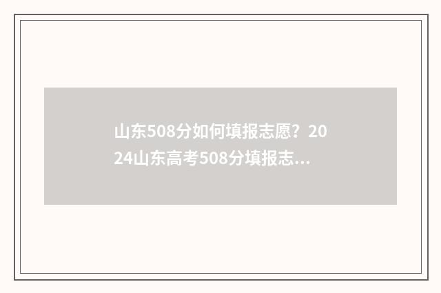 山东508分如何填报志愿？2024山东高考508分填报志愿指南 山东高考508分算什么档次