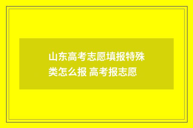 山东高考志愿填报特殊类怎么报 高考报志愿