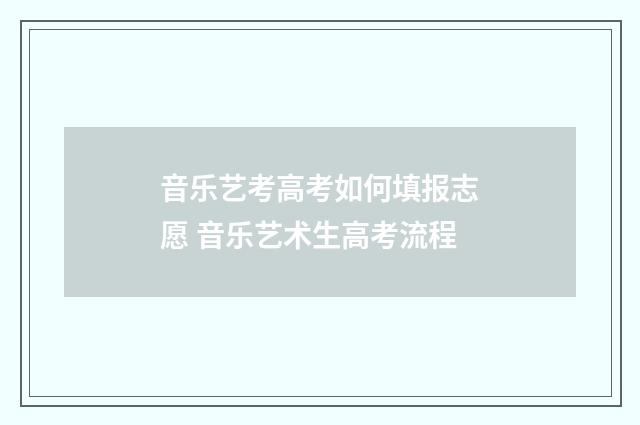 音乐艺考高考如何填报志愿 音乐艺术生高考流程