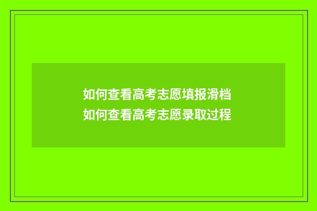 如何查看高考志愿填报滑档 如何查看高考志愿录取过程