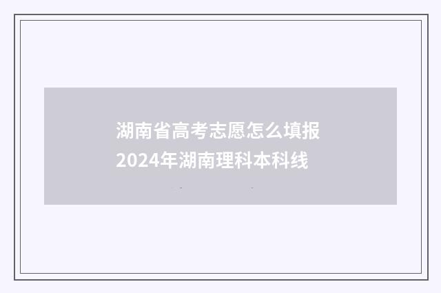 湖南省高考志愿怎么填报 2024年湖南理科本科线